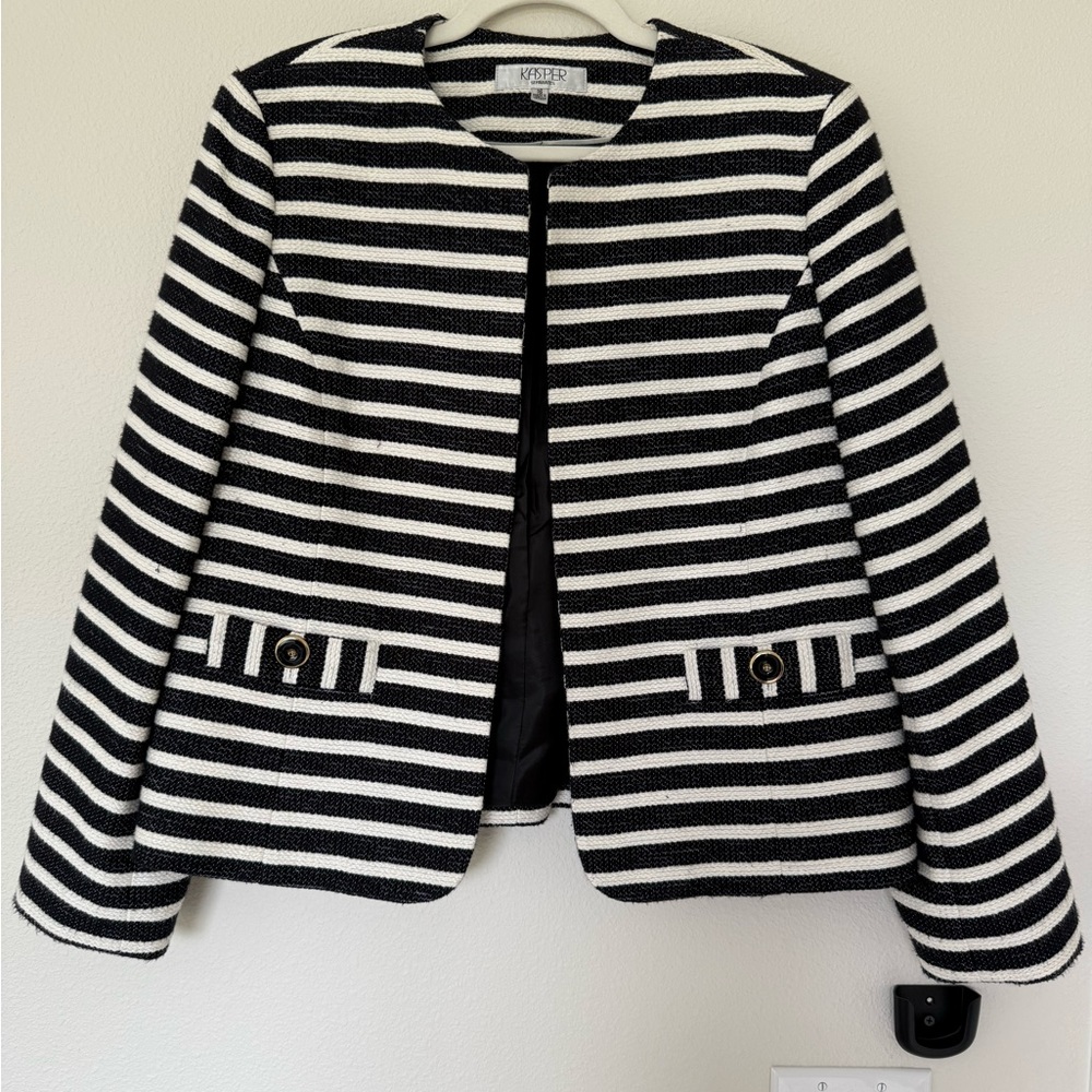 Kasper Striped Black and White Blazer